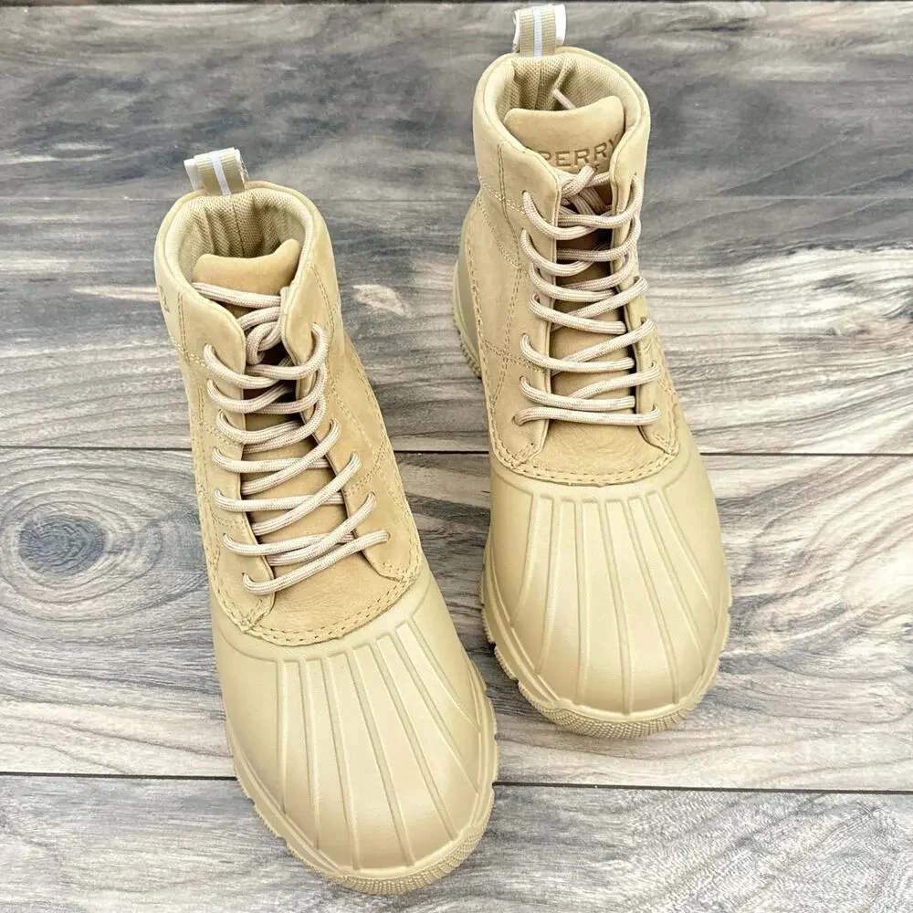 NWOB Sperry Duck Float Ankle Lace Rain Boots Tan 7 Waterproof - Picture 2 of 10